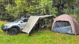 CAMPING in Rain STORM - Perfect Car Tent