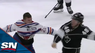 Oilers' Klim Kostin And Kings' Brendan Lemieux Drop Gloves After Empty Net Goal