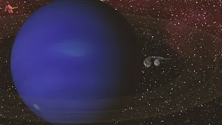 Neptune Moons Size and Orbit Comparison