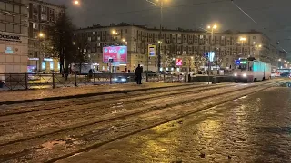 Трамваи на Новочеркасской/ Trams at Novocherkasska Metro Station