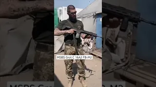 The Ukrainian soldier with the MSBS Grot and the RPG anti-tank weapon Grot weapon was made in Poland