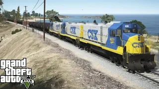 CSX Railroad Engineer Driving A Locomotive - GTA 5 Train Simulation Mod