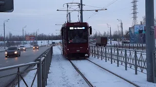 Поездка на трамвае   71-407-01  № 1121 по маршруту №5 в Казани . (22.12.2021)