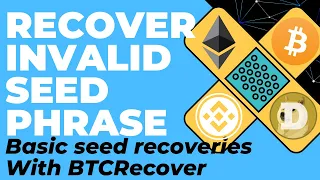 Basic BTCRecover Word Seed Phrase Recovery. Missing words, Invalid Mnemonic, Private Key, BIP39/44