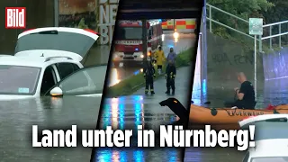 Schwere Unwetter in Nürnberg: Ersthelfer rettet Autofahrer aus Unterführung
