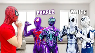 PRO 6 SPIDER-MAN & ALIEN SUPERHERO || PURPLE or WHITE Suit ??? ( Comedy Battle Mini Games )