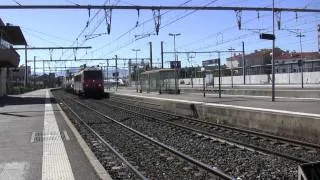 SNCF/DB freight train rolling through Perpignan