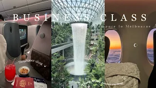 SINGAPORE AIRLINES BUSINESS CLASS + LOUNGE  [🇲🇾✈️🇦🇺] || Student Diaries 🤍