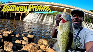 Fishing THE Spillway for  BIG BASS + exploring NEW HIDDEN Lake (does it have what it takes ?)