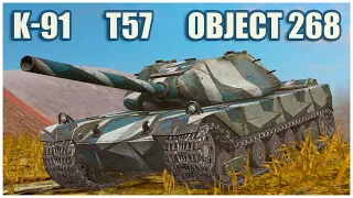 K-91, T57 Heavy & Object 268 • WoT Blitz Gameplay