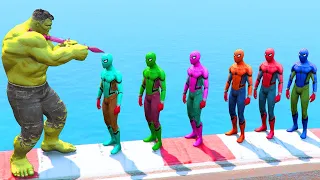 GTA 5 Water Ragdolls GREEN HULK VS SPIDERMAN (Euphoria Physics, Fails and Funny Moments)