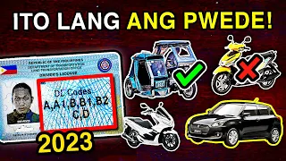 MGA SASAKYAN NA PWEDE MO LANG IMANEHO AYON SA IYONG LISENSYA 2024 LTO DRIVERS LICENSE CODES 2024