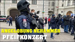 POLIZEIEINSATZ Wien: PFEIFKONZERT bei Nehammer-Angeblobung