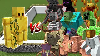 Gold Golem vs All Mutant Mob [Minecraft Mob Battle]