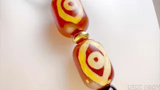 Spiritual Talisman for Love and Harmony: Pair of 2 Eyes Dzi Beads