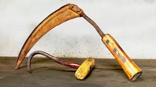 Antique Hand Sickle & Hay Hook - A Rusty Restoration