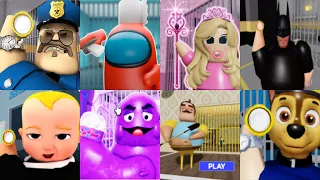 All Games BARRY PRISON RUN 2 IN REAL LIFE Roblox Among Us Barbie Boss Baby Hello Neighbor Paw Patrol