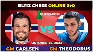 GM Carlsen vs GM Theodorus | Blitz Chess 3+0 | ChessCom | October 20, 2023