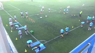 Circuito por estaciones de fuerza preventiva. Fútbol.