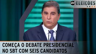 Começa o debate presidencial no SBT com seis candidatos | Debate presidentes 2022