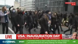 Live footage - Violent protests erupt in Washington ahead of Donald Trump's inauguration