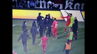 Union Berlin vs Hertha BSC Berlin fans on the pitch