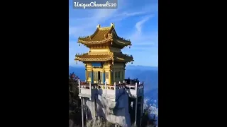 Beautiful mountains|Beautiful drone view|Beautiful golden temple|China