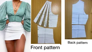 HOW TO cut and sew a Gathered Bust Crop Top with puff sleeves| Sewing For Beginners