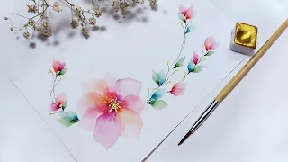 Как нарисовать весенние цветы Акварелью Подробный Мастер класс