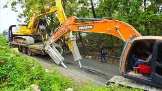 Excavator Transport Self Loader Truck Loses Power Going Uphill
