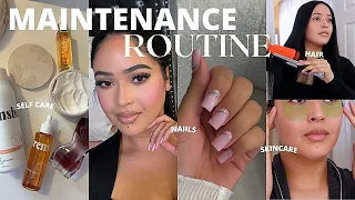 BEAUTY MAINTENANCE ROUTINE 🤎self care + at home hair + nail appointment + hygiene & pamper routine!