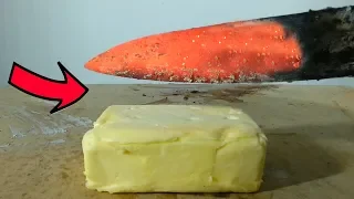 EXPERIMENT GLOWING 1000 degree KNIFE vs BUTTER