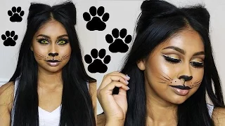 FULL ON SLAYYY GLAM: Drugstore Cat Makeup & Cat Ears Hairstyle Tutorial