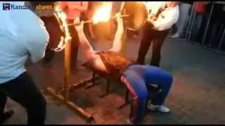 Bench press - 32 reps with 320 lbs with fire all over the place