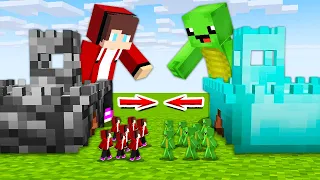 Mikey and JJ - BATTLE OF TINY ARMIES PRANK BATTLE in Minecraft - Maizen Parody