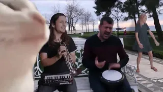 ft. Bilal Göregen | Levan polkka | Cat vibing with street drummer |blind man