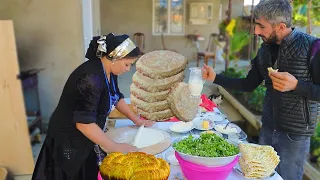 Ancient Azerbaijan Bread Recipe Hamrali and Kutab - Country Life Vlog