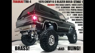 TRAXXAS TRX-4 1979 K5 BLAZER BUILD - STAGE 1: PRO-SCALE LIGHTS, SERVO, BRASS, ALUM, SKIDS, MAG MNTS