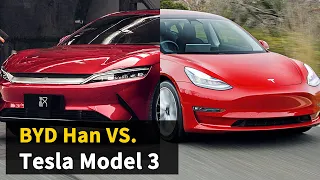 Which one is better? 5 comparisons to see the difference between BYD Han and Tesla Model 3