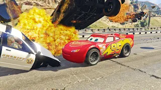 GTA 5 Crazy Rayo Lightning McQueen Car Traffic Crashes Compilation Ep. 2 - GTA V DisneyCars Mod