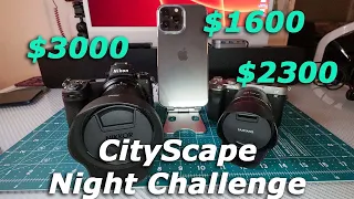 iPhone 13 Pro Max vs Nikon Z6 II vs Sony A7C: NIGHT City Scape Photo and Video Challenge!