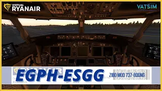 RYANAIR | EDINBURGH REAL OPS | Edinburgh - Gothenburg | VATSIM | Zibo Mod B737-800 | X-Plane 11