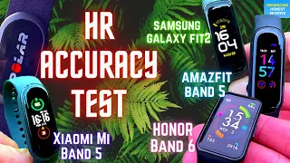 Heart Rate Accuracy Test for Honor Band 6 vs Amazfit Band 5 vs Samsung Galaxy Fit 2 vs Mi Band 5