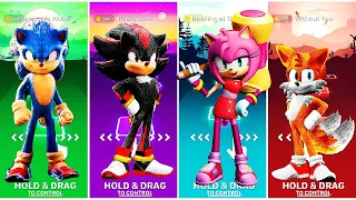 Sonic vs Shadow vs Amy Rose vs Tails || Tiles Hop Edm Rush