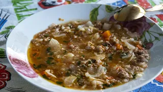 Суп с капустой и мясным фаршем «Голубец»