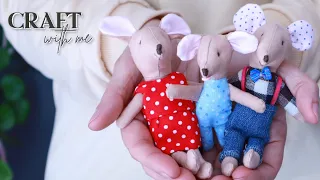 Craft with me ✂️ How to make fabric mouse with templates for free 🐭 DIY mice🧘🏻‍♀️ relaxing ASMR