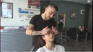 ASMR Turkish Barber Face, Head and Back Massage To Female 304