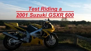 My first time on a 2001 Suzuki GSXR 600. Testride before i bought it.