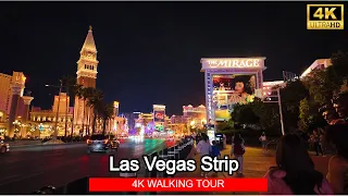 Las Vegas Night Walking Tour 4K Southbound - 2024 Las Vegas Strip