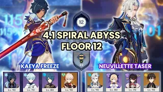 NEW 4.1 Spiral Abyss Kaeya Freeze & Neuvillette Taser 4* weapons Floor 12  | Genshin Impact